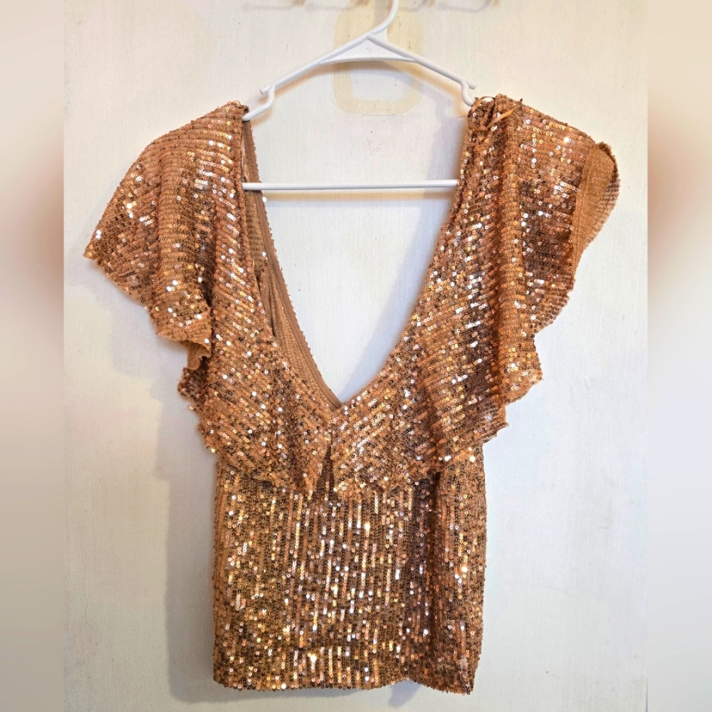 Zara Sequin Gold Top